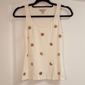 Banana Republic Gold Sequin Polka Dot Tank Top
